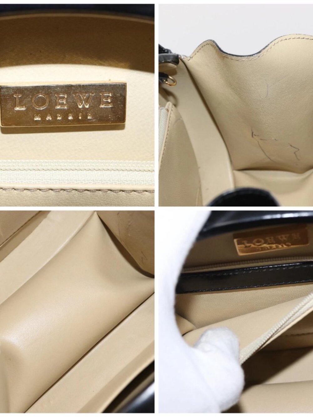 LOEWE Hand Bag Leather Black Gold Auth bs33105 - Picture 15 of 16
